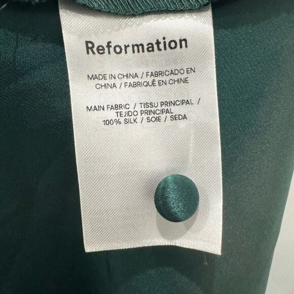 NWT Reformation Poppies silk cutout dress in Forest green - Picture 12 of 13